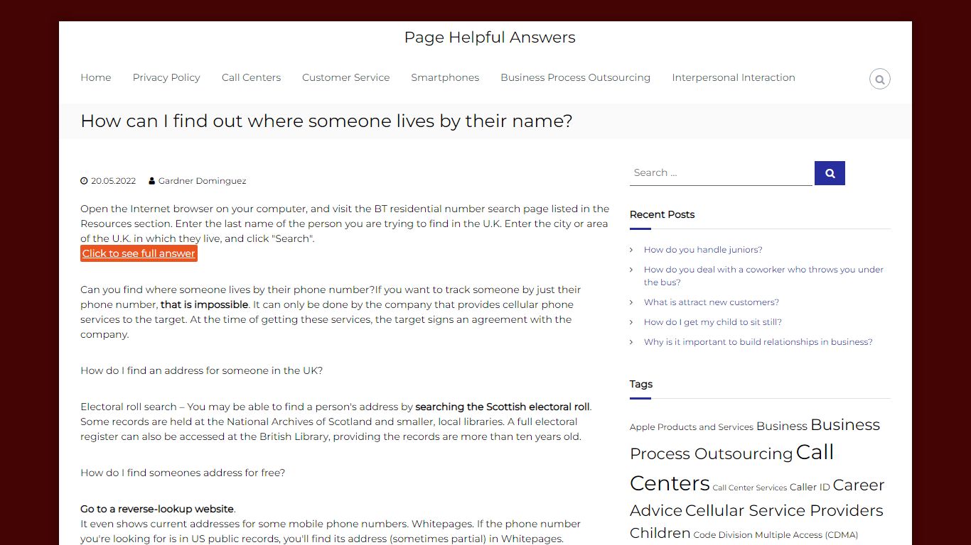 How can I find out where someone lives by their name?
